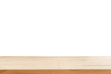 wooden table top isolated on white background - for product display montage