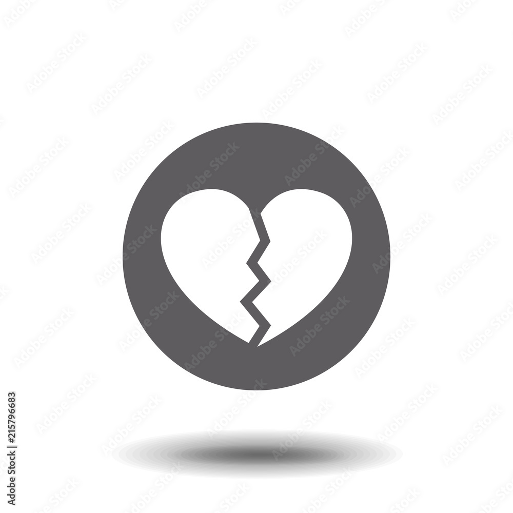 Poster broken heart icon in trendy flat style isolated on background. broken heart icon page symbol for you