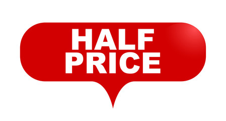 red vector bubble banner half price