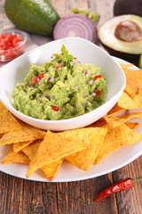 tortilla chip and guacamole