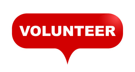 red vector bubble banner volunteer