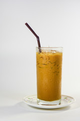ice Coffee in the glass on white background.