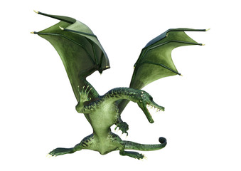 Fototapeta premium 3D Rendering Fantasy Dragon on White