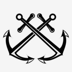 Crossed nautical anchors icon. Vector illustration. © zfmbek