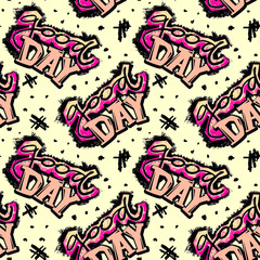 Funky curved lines graffiti seamless hand craft expressive ink hipster pattern