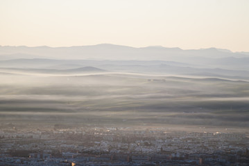 fog with silky effect on the city