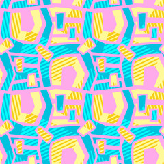 Geometric curved lines graffiti seamless hand craft expressive ink hipster pattern.