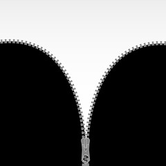 Vector illustration. Zippered lock and unlock. Zipper buttoned. Closed and open zipper. Set.