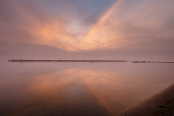 sunset over the lake