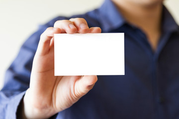 business man holding business name card