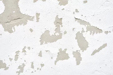 Papier Peint photo autocollant Vieux mur texturé sale Wall with white peeling plaster. Close up