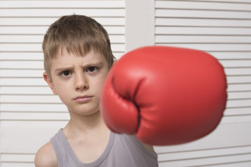 Little Boy Training Coach Boxing Ring Stock Photo (Edit 