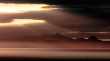 sunset in the mountains