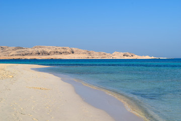 Mahmya island at Red Sea in Egypt, idyllic beach of Mahmya island with turquoise water, Egypt