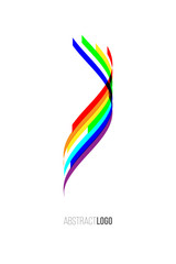 Vector abstract logo made of rainbow colored waving stripes.