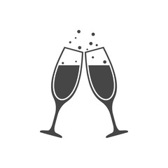 Champagne glass icon, Champagne Toast Icon - Illustration - obrazy, fototapety, plakaty