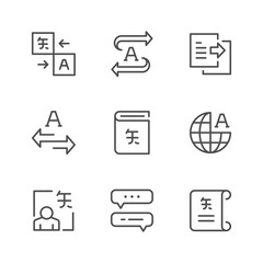 Set line icons of translation