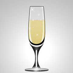 Glass of champagne or sparkling wine. Vector illustration