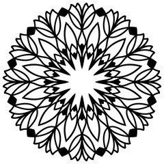 Laser cutting flower. Vector mandala for coloring book. Floral ornament for antistress adult drawing. Complex design.