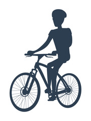 Obraz na płótnie Canvas Dark Silhouette of Cyclist Vector Illustration