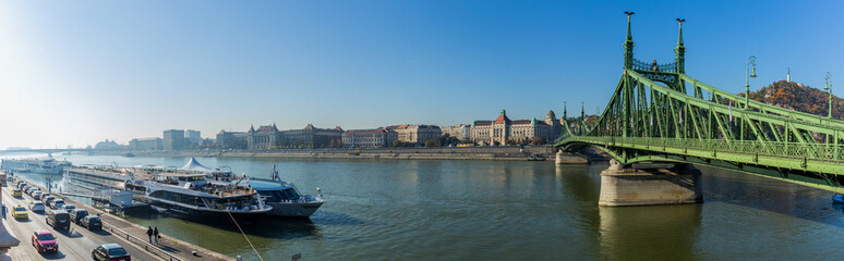 Panorama of bridge in Budapest