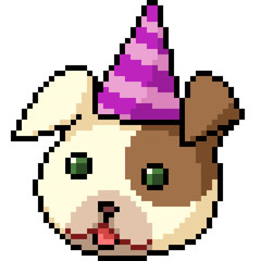 Obraz premium vector pixel art puppy face