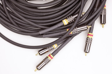 Audio Video Cables isolated on white background