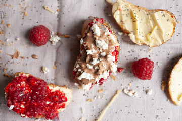 Sweat bread with raspberries