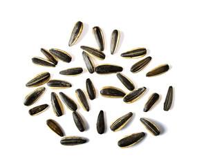 Sun flower seeds on white background