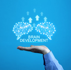 Brains with arrows. Artificial intelligence and development concept