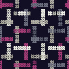 Seamless abstract geometric pattern. Mosaic texture. Brushwork. Hand hatching. Scribble texture. Textile rapport.
