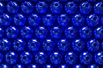 Lot of blue glass bottles