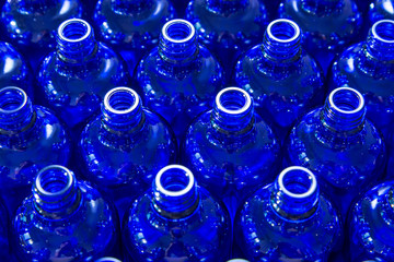 Lot of blue glass bottles