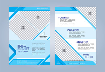 Blue and White Business Brochure. Leaflets Template. Cover Book, Magazine. Vector illustration