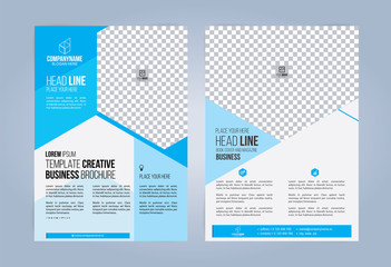 Blue and White Business Brochure. Leaflets Template. Cover Book, Magazine. Vector illustration