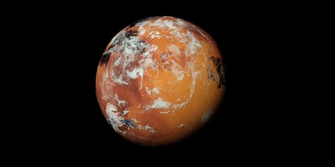 Extremely detailed and realistic high resolution 3D illustration of a terraformed Mars like Planet © Sasa Kadrijevic