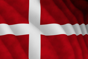Fototapeta premium Illustration of a flying Danish flag