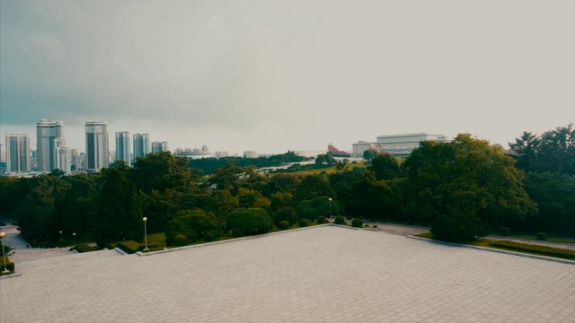 Panoramic view from The Osvobozhdeniye Monument is a monument in the capital of the DPRK, in the city of Pyongyang