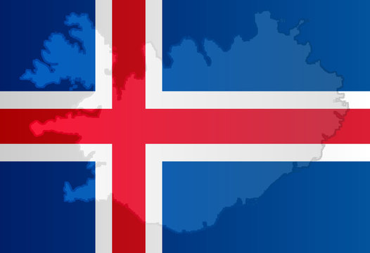 Illustration of an Icelandic flag with a coutour of its borders