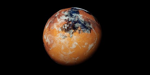 Extremely detailed and realistic high resolution 3D illustration of a terraformed Mars like Planet © Sasa Kadrijevic