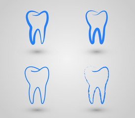 A set of blue healthy tooth logo for dental clinics vector illustration
