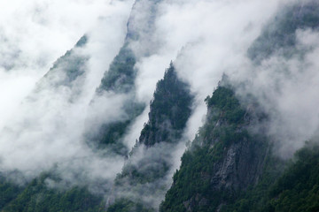 Misty mountains near Odda, Norway