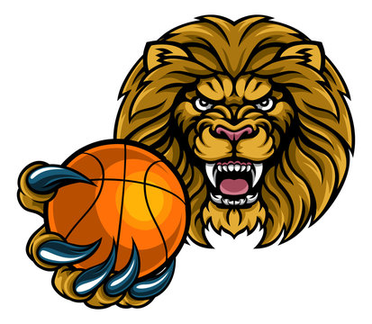 Lion Basketball Ball Sports Mascot