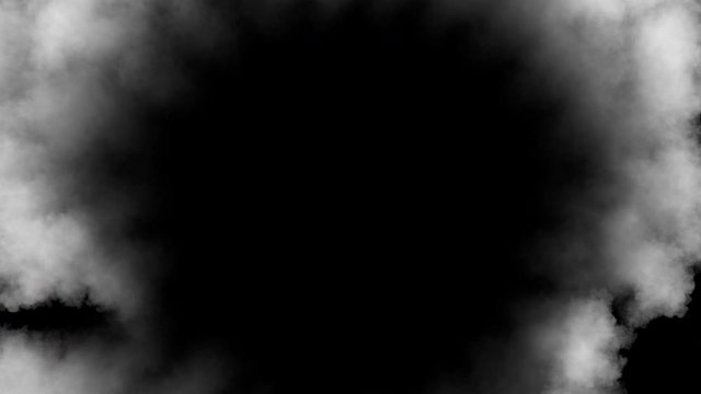 Medium density smoke puff spreading concentrically outwards / Gunshot smoke / Shockwave smoke. Separated on pure black background, contains alpha channel.