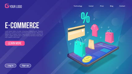 E-commerce Concept. Isometric vector illustration