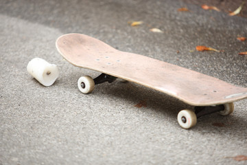 Old skateboard deck for extreme stunt skating