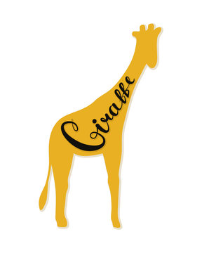The logo of the giraffe. Vector illustration. Calligraphic text.