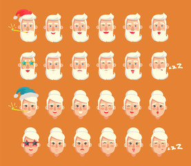 Grandparents Emotion Set, Vector Illustration