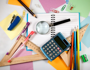 stationery on the table close up