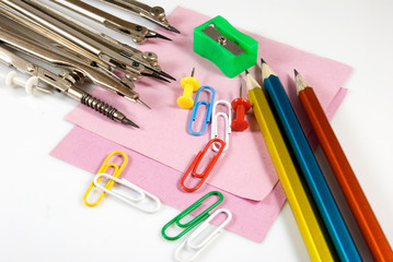 stationery on the table close up